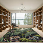 Whimsical Forest Mice with Fern Fronds Rug