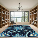 Celestial Blue Starburst Medallion Rug