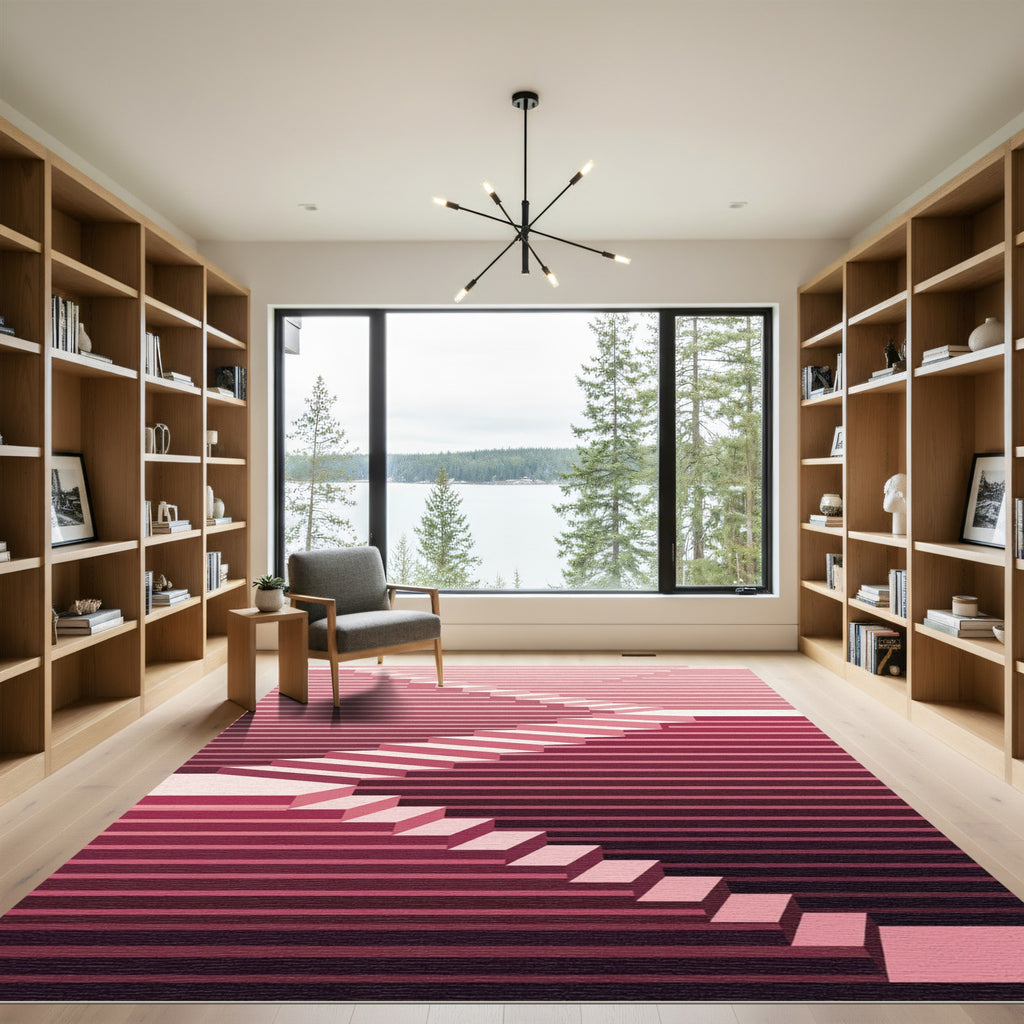 Modern Minimalist Staircase Gradient Ombre Rug