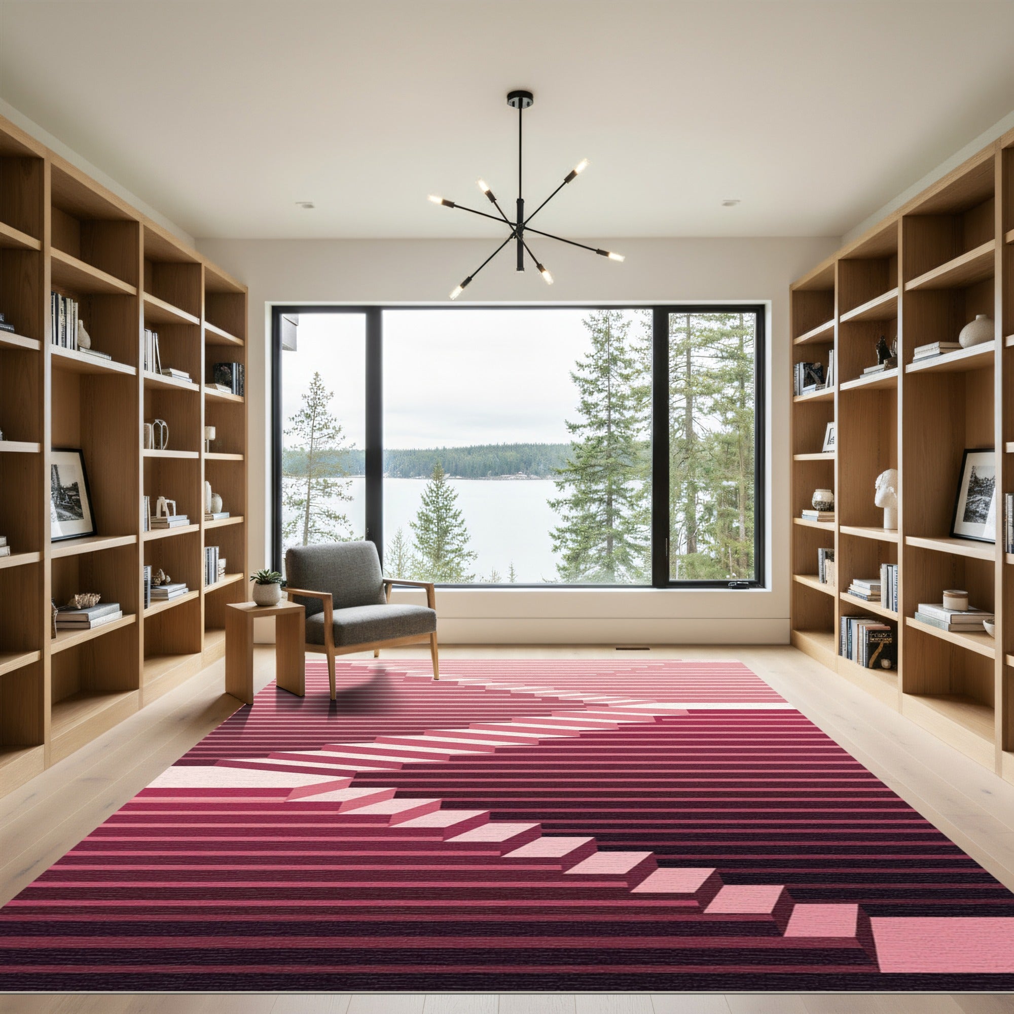 Modern Minimalist Staircase Gradient Ombre Rug