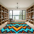 Vibrant Geometric Chevron Aztec Boho Rug
