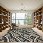 Elegant Taupe Interlocking Arched Lattice Rug