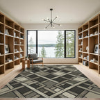 Sophisticated Neutral Grey Geometric Lattice Rug