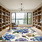 Shades of Blue Rose Garden Floral Rug