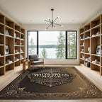 Vintage Ornate Bronze Flourish Medallion Rug