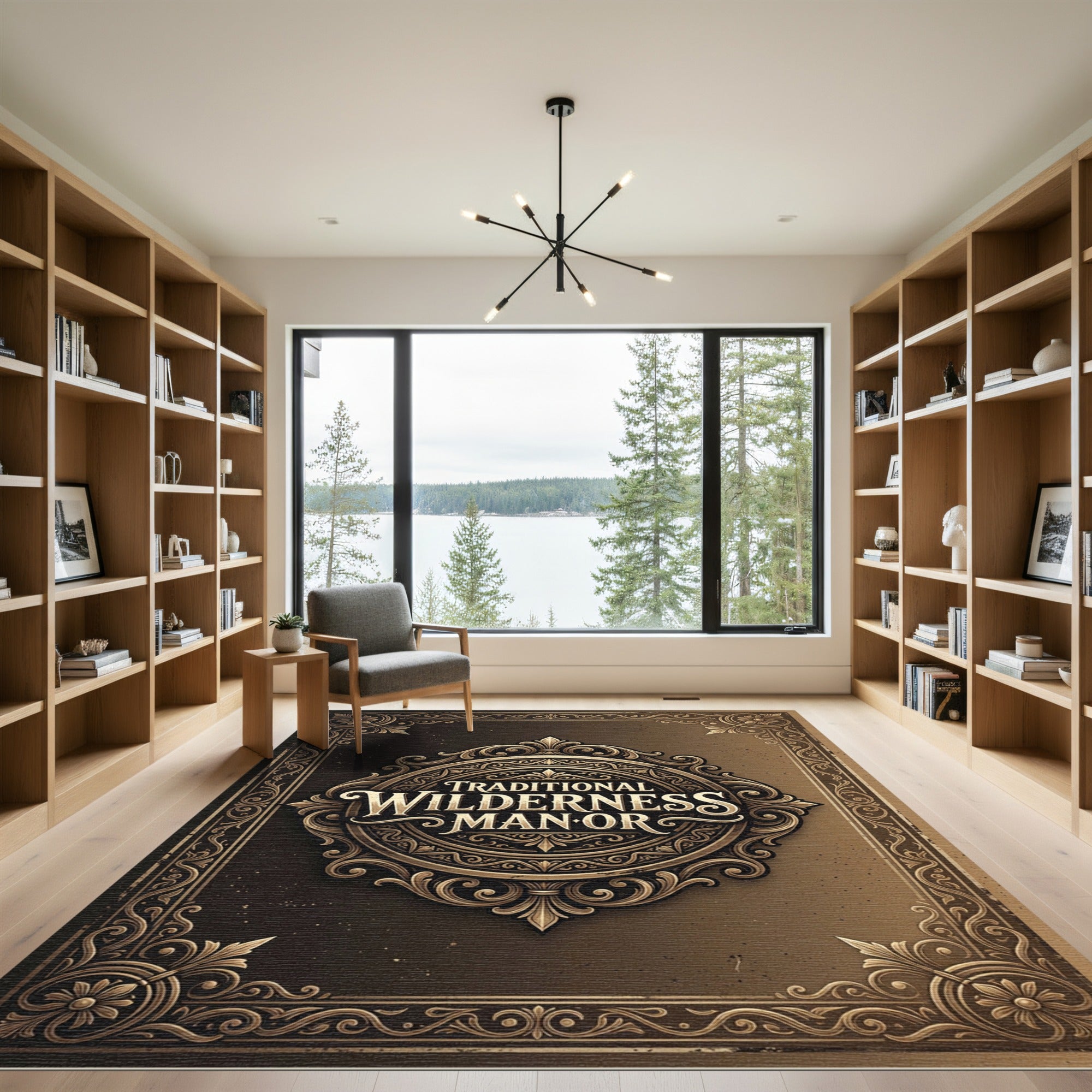 Vintage Ornate Bronze Flourish Medallion Rug
