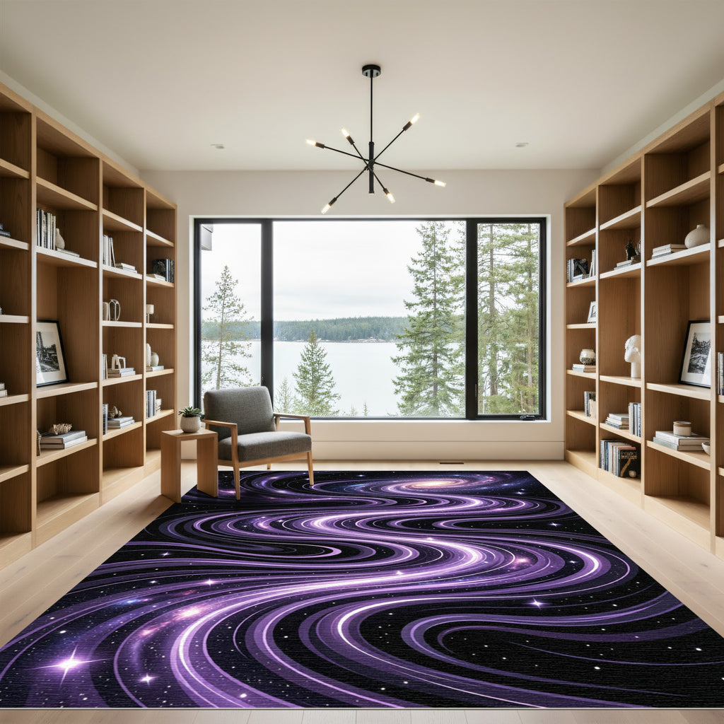 Ethereal Purple Galaxy Cosmic Swirl Rug