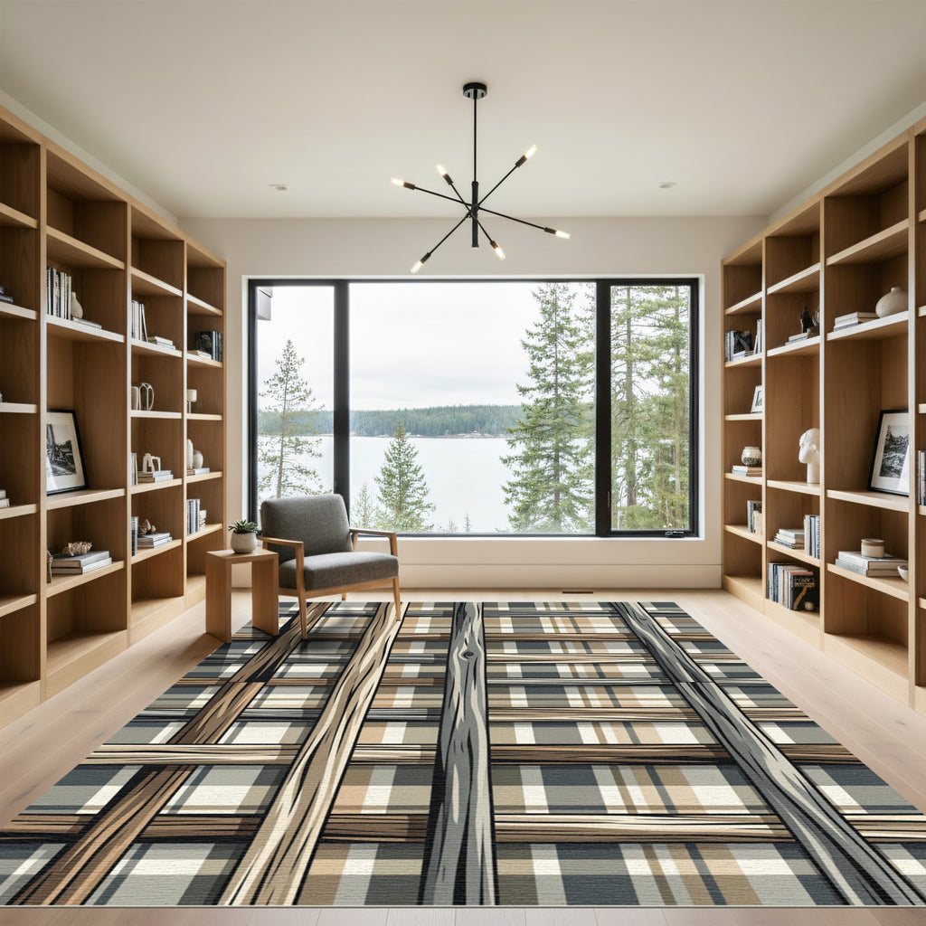 Rustic Plaid Wood Lattice Rug