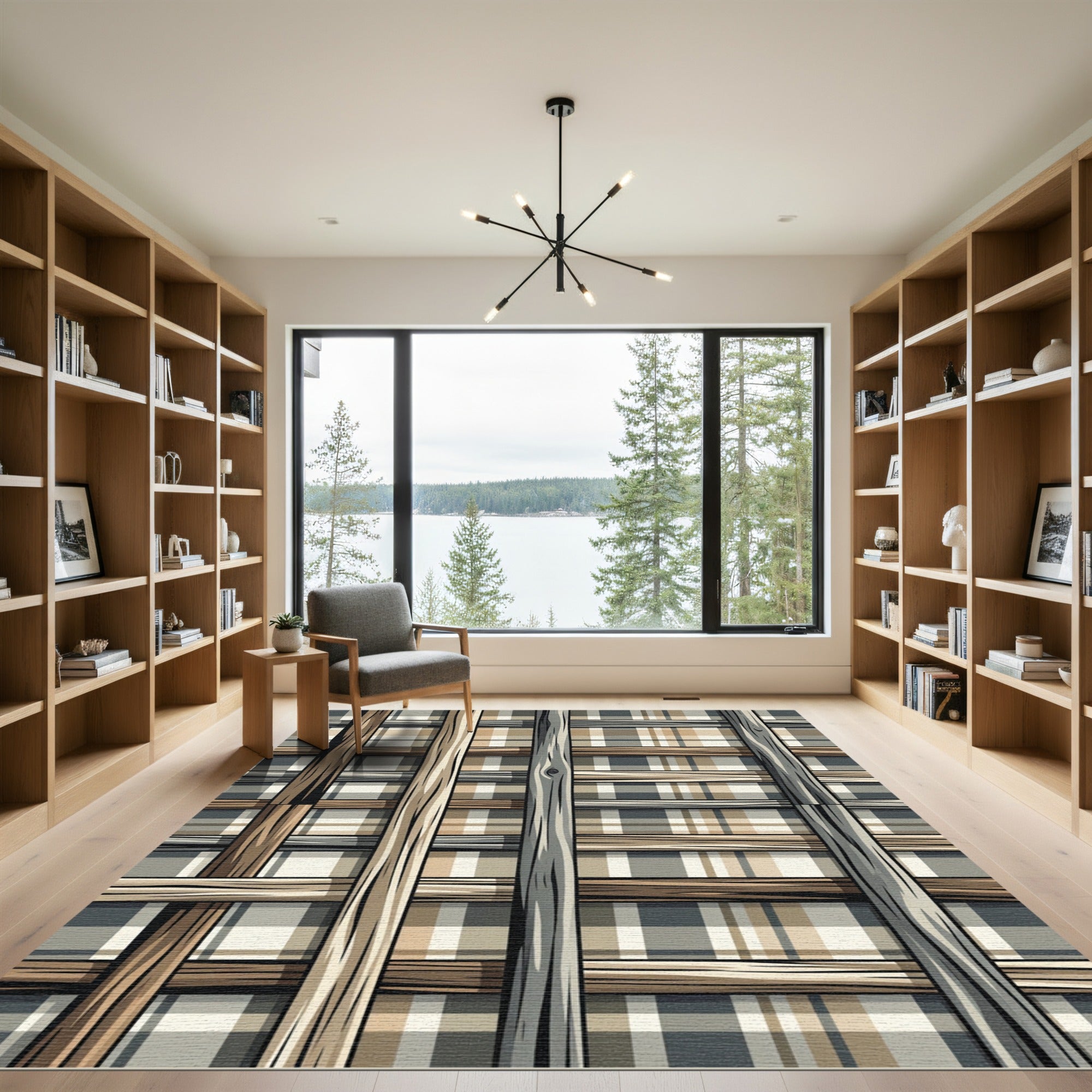 Rustic Plaid Wood Lattice Rug
