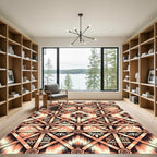 Peach Lattice Floral Geometric Rug