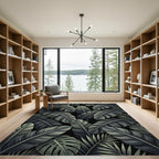 Dark Tropical Foliage Leaf Collection Rug