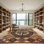Geometric Earthy Compass Diamond Rug