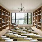 Gold White Horizontal Brick Illusion Rug