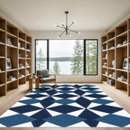 Geometric Navy and Slate Diamond Tile Rug