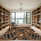 Earthy Brown Pine Cone Acorn Forest Rug