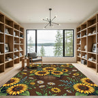 Yellow Sunflower Arrangement Mid-Century Rug