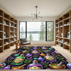 Magical Apothecary Potion Alchemy Dark Teal Rug