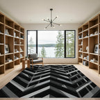 Monochrome Sharp Chevron Geometric Abstract Rug