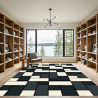 Geometric Cream and Charcoal Blocks Rug