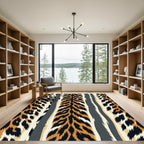 Bold Orange Tiger Stripe Animal Texture Rug