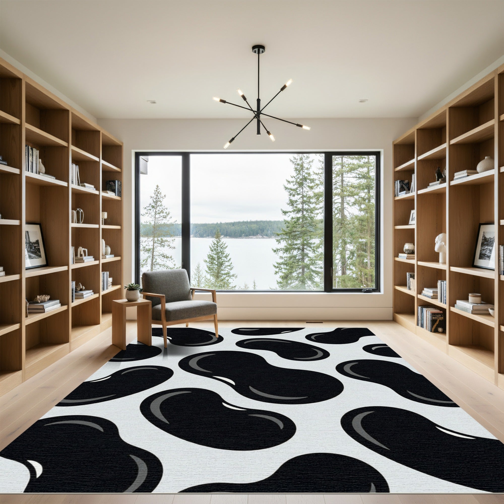 Monochrome Black Bean Scatter Rug