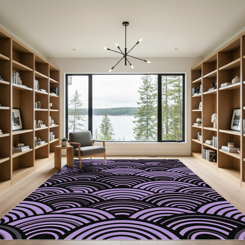 Lavender Arched Japanese Wave Ripple Rug