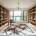 Geometric Rust Red Intersecting Linear Rug