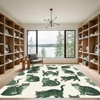 Whimsical Olive Tabby Cat Illustration Rug
