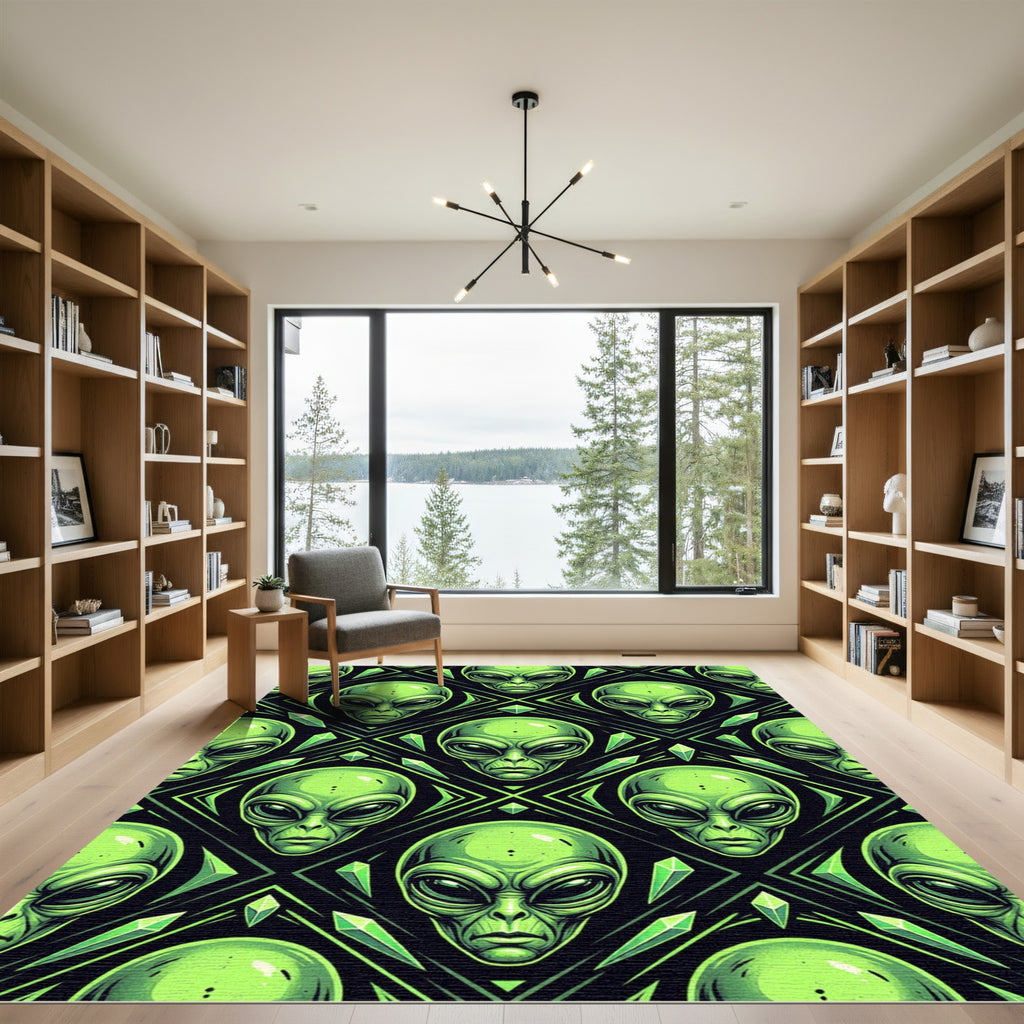 Neon Alien Geometric Diamond Art Rug