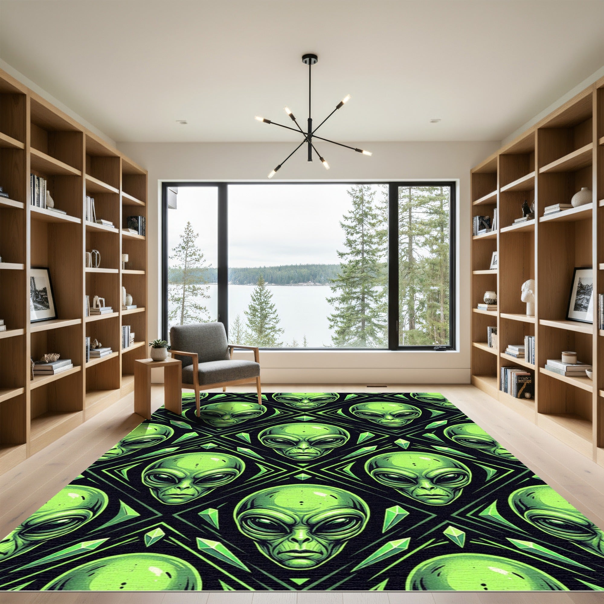 Neon Alien Geometric Diamond Art Rug
