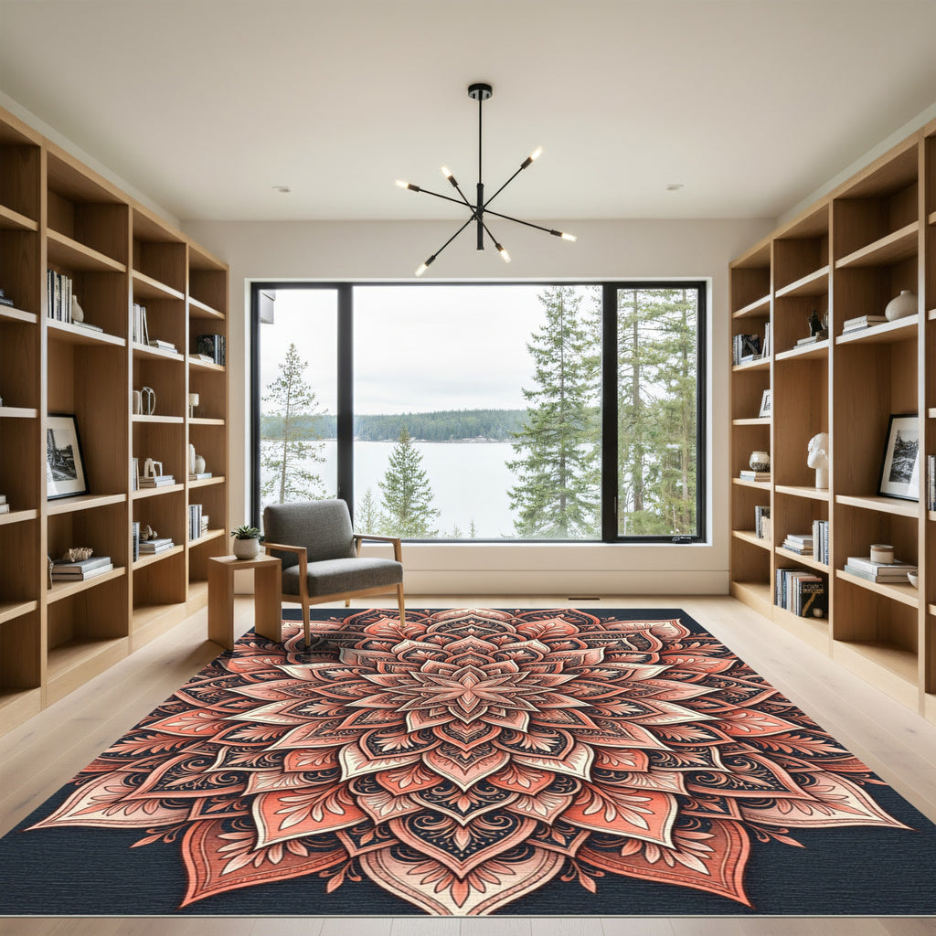 Blush Terracotta Floral Mandala Medallion Rug
