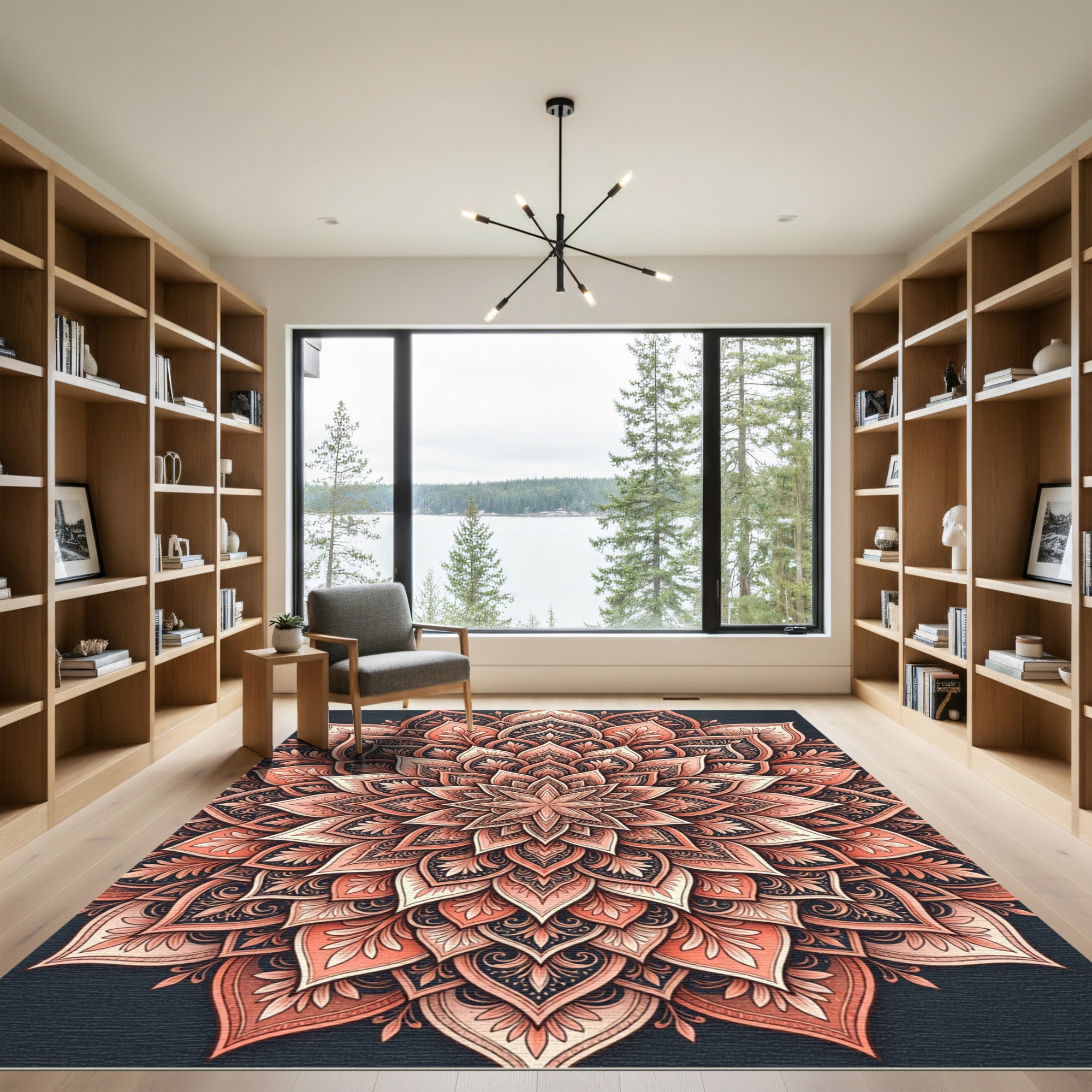 Blush Terracotta Floral Mandala Medallion Rug