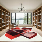Modern Abstract Red Layered Heart Art Rug