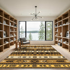 Earthy Golden Tribal Arrow Striped Rug