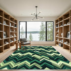 Shaded Green Chevron Layers Rug