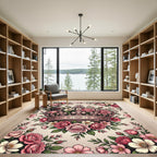 Regal Pale Pink Rose Crown Illustration Rug