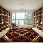 Crimson Gold Interlocking Diamond Relief Rug