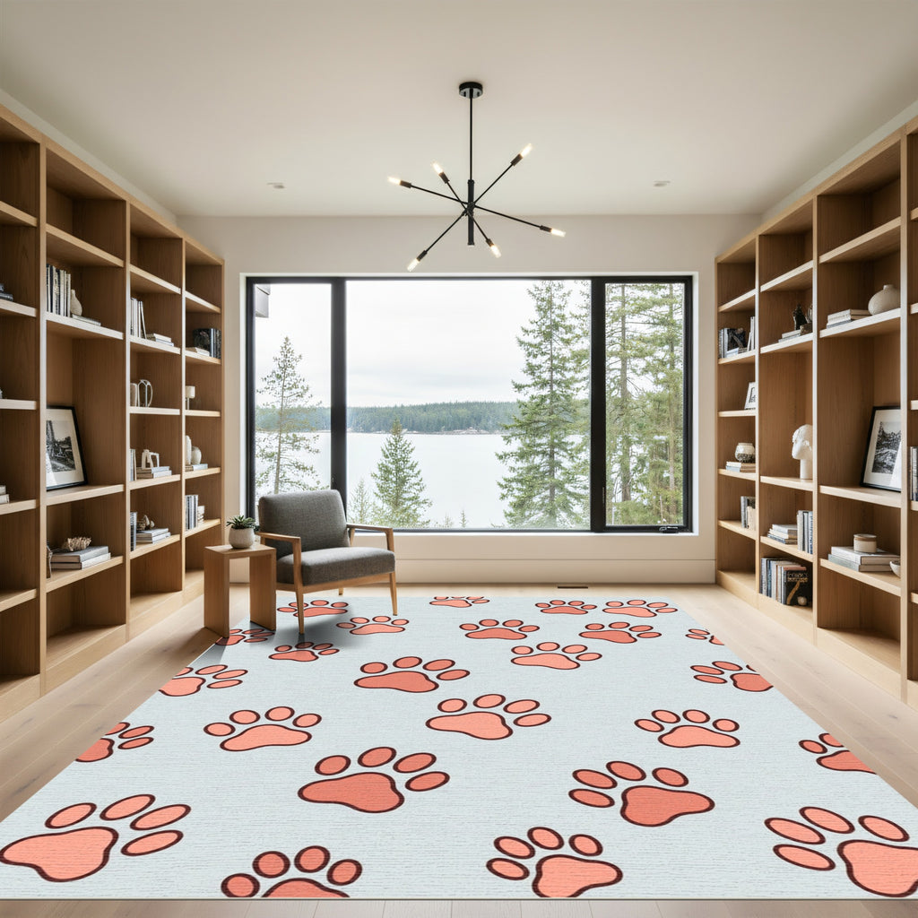 Peach Paw Print Soft Pastel Backdrop Rug