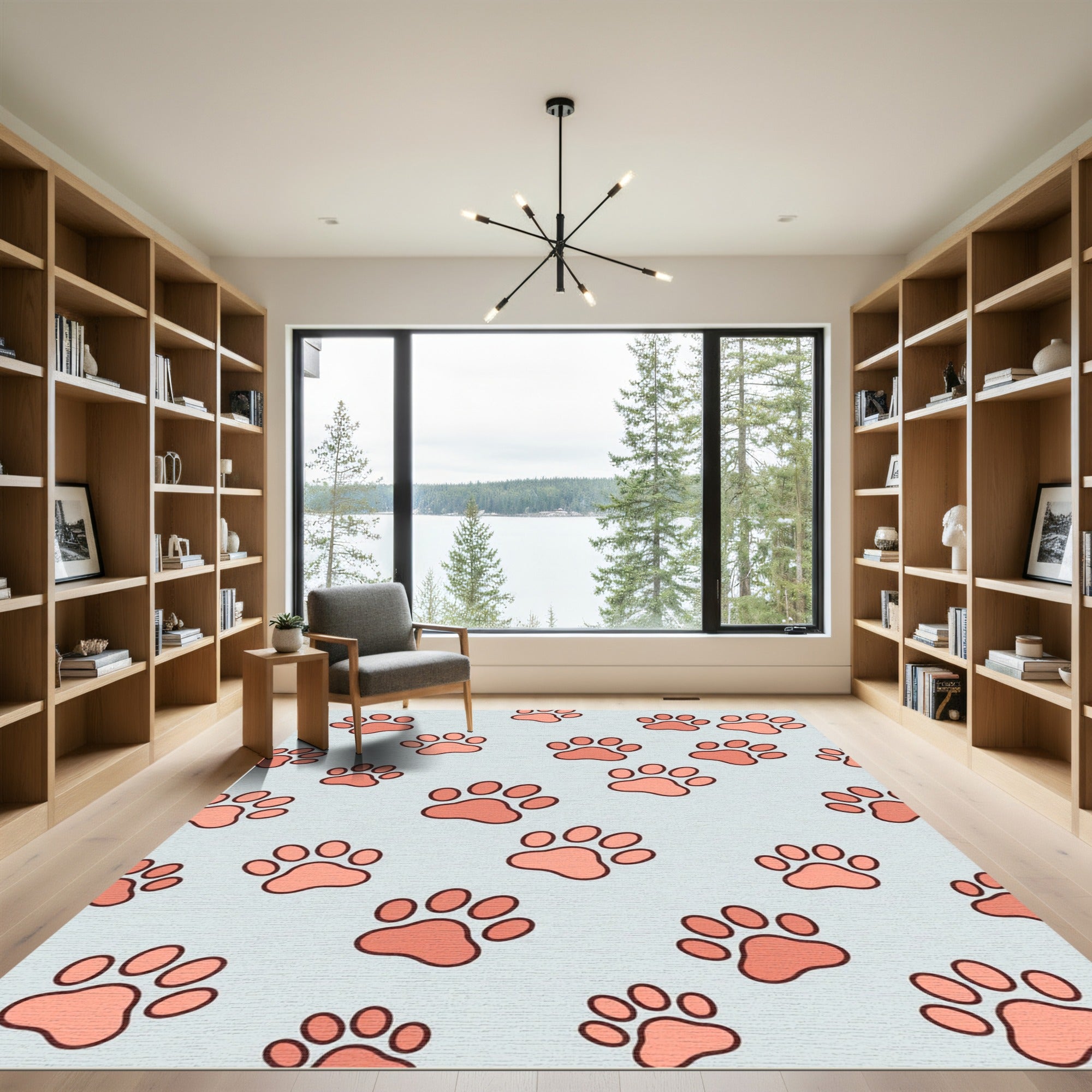 Peach Paw Print Soft Pastel Backdrop Rug