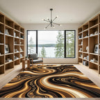 Rich Chocolate Swirl Abstract Wave Rug