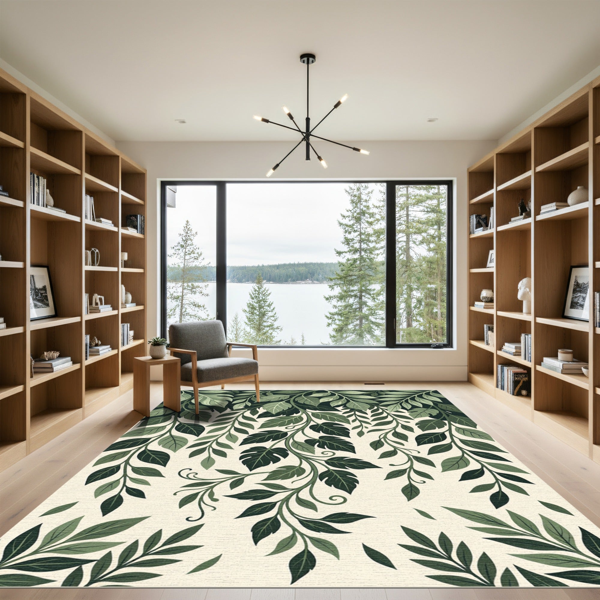 Lush Sage Botanical Cascading Foliage Rug