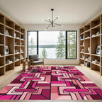 Geometric Magenta Interlocking Form Rug