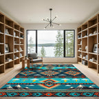 Southwestern Geo Mountain Bolt Teal Rug