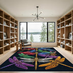 Jeweled Iridescent Dragonfly Symphony Rug