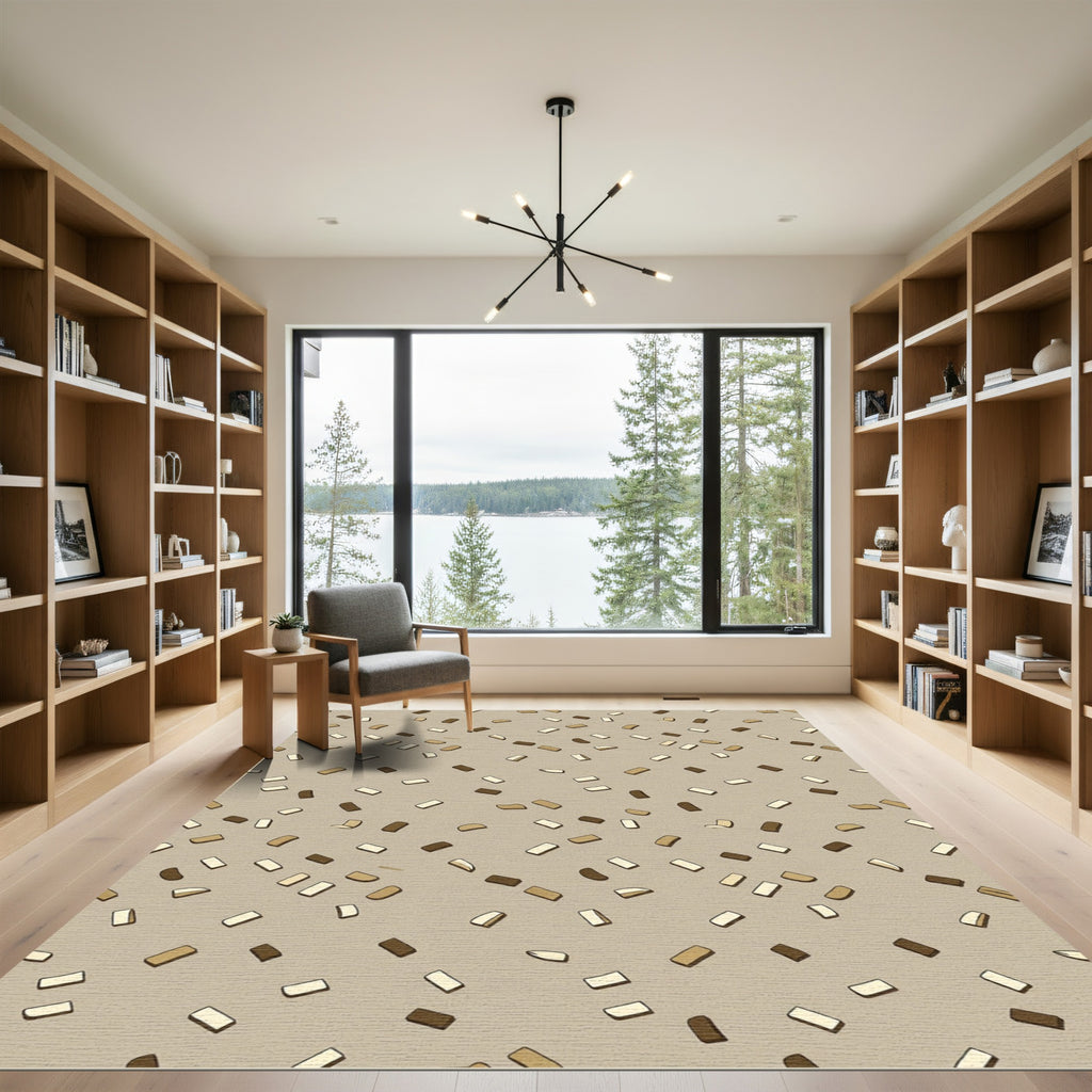 Earthy Tan Scatter Rectangle Rug