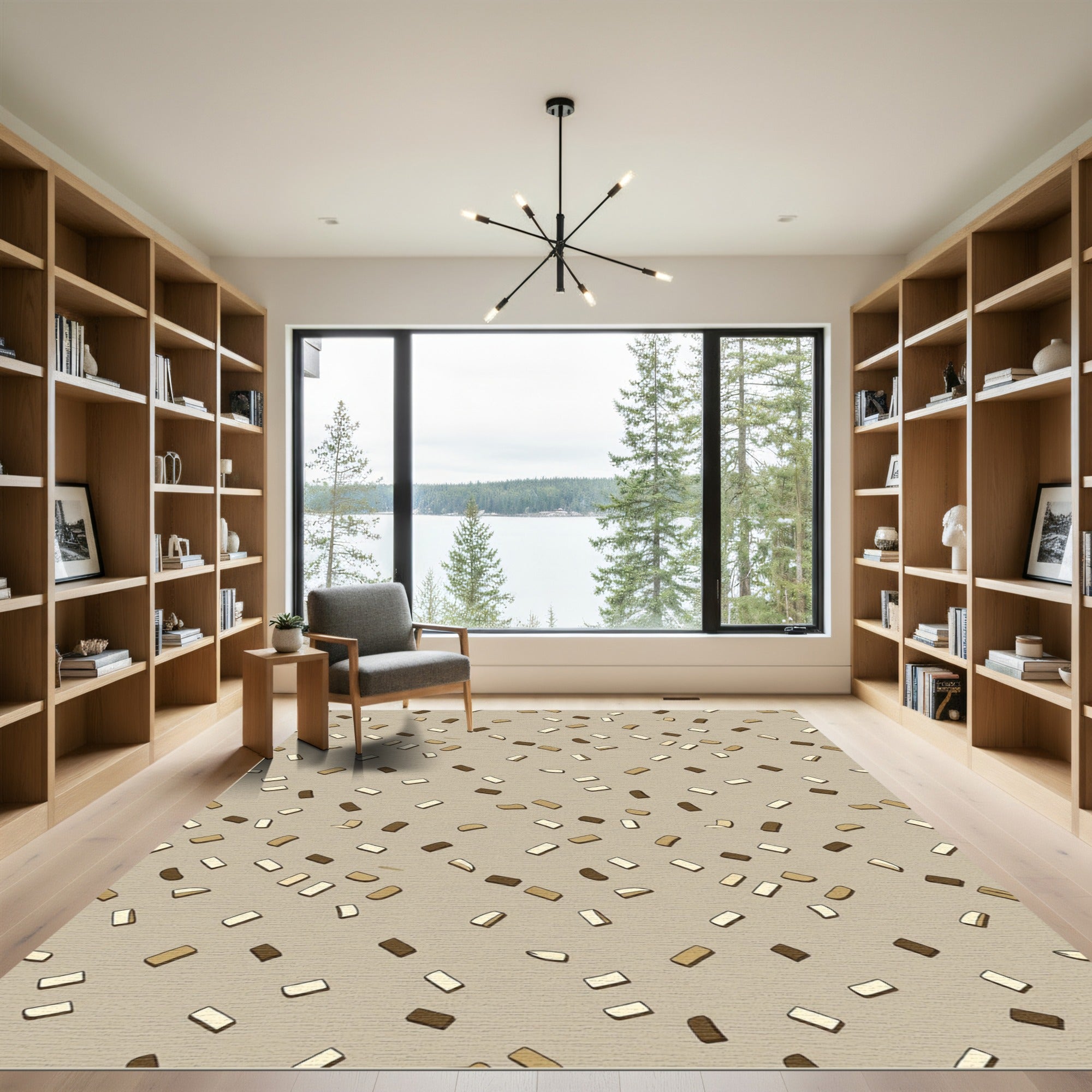 Earthy Tan Scatter Rectangle Rug