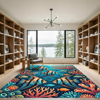 Vibrant Tropical Coral Reef Angelfish Rug