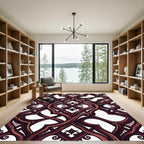 Elegant Deep Burgundy Interweaving Scroll Rug