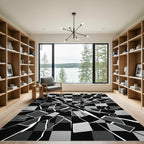 Monochromatic Shattered Checkerboard Effect Rug