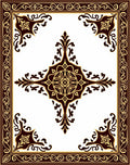 Antique Gold and Burgundy Medallion Frame Rug